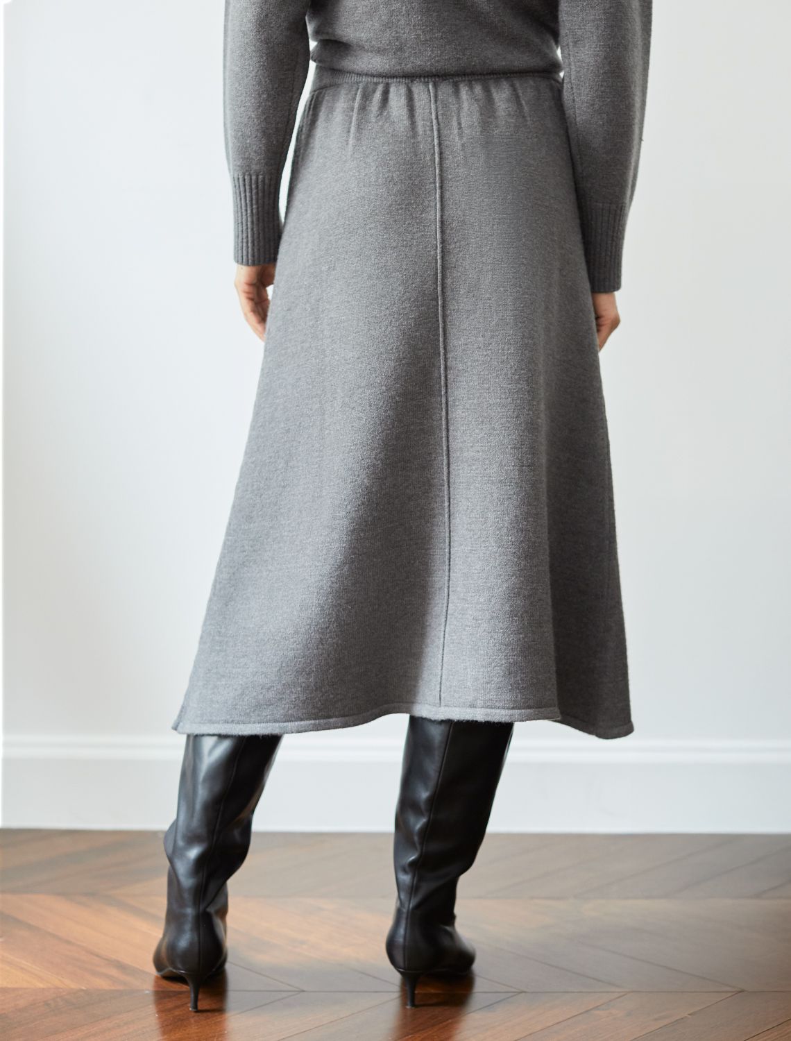 Юбка А-силуэта из пряжи с кашемиром D36.016 темно-серый меланж