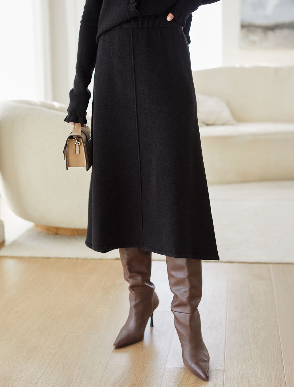 Юбка А-силуэта из пряжи с кашемиром D36.016 черный