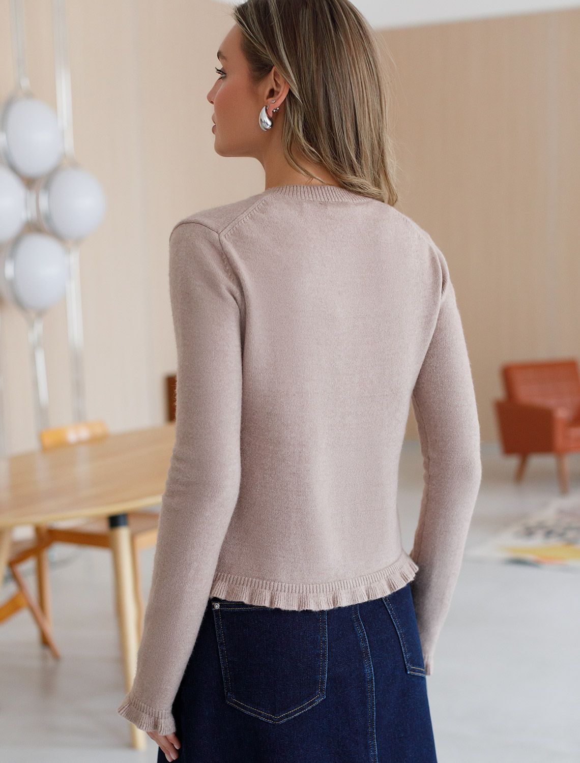 Кардиган из пряжи с кашемиром D31.149 макиато меланж