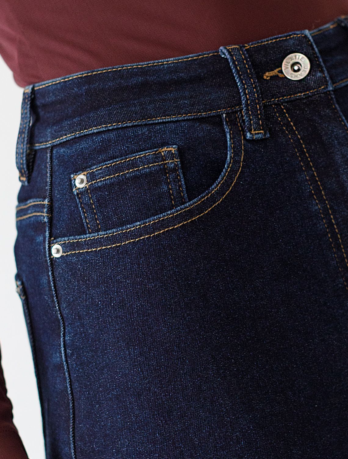 Джинсовая юбка из плотной эластичной джинсы 13.8OZ. D56.122 темно-синий