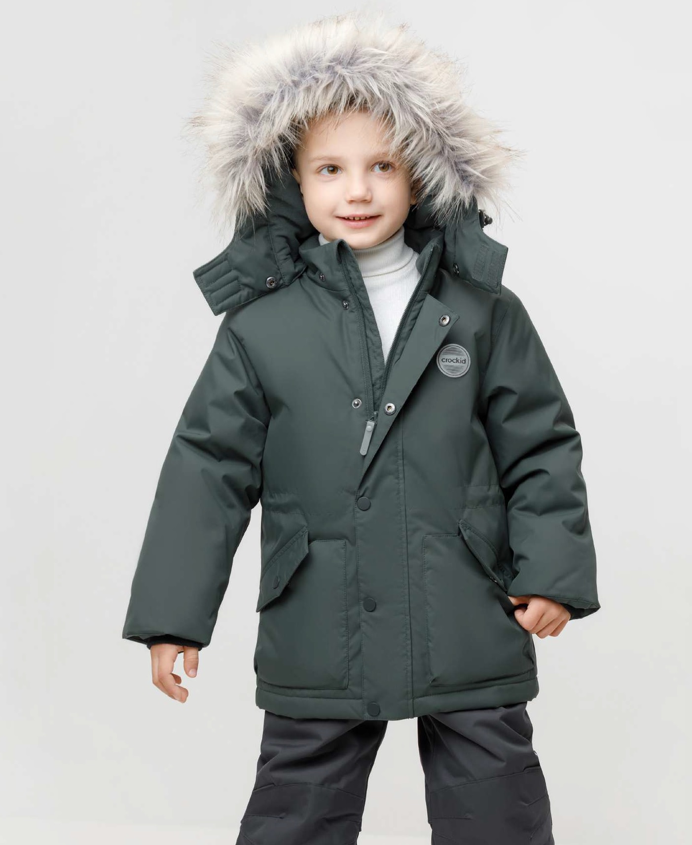 Crockid Куртка ВК 36106/1 ГР (128-158) серо-зеленый Crockid