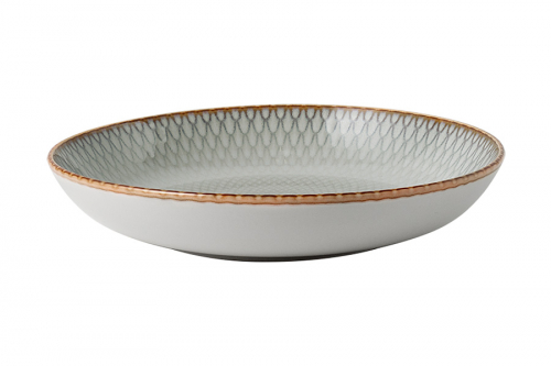 Тарелка суповая, 23х4,5 см, керамика, серо-бежевая, Серые ромбы, Mandala, 63233