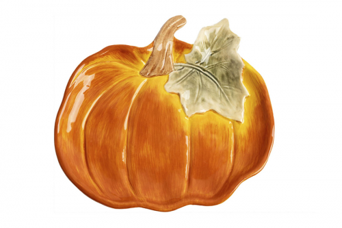 Блюдо, 22 см, керамика, оранжево-зеленое, Тыква, Bright pumpkin, 63550