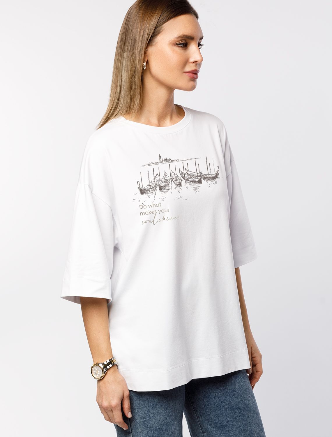 Футболка свободного кроя с авторским принтом