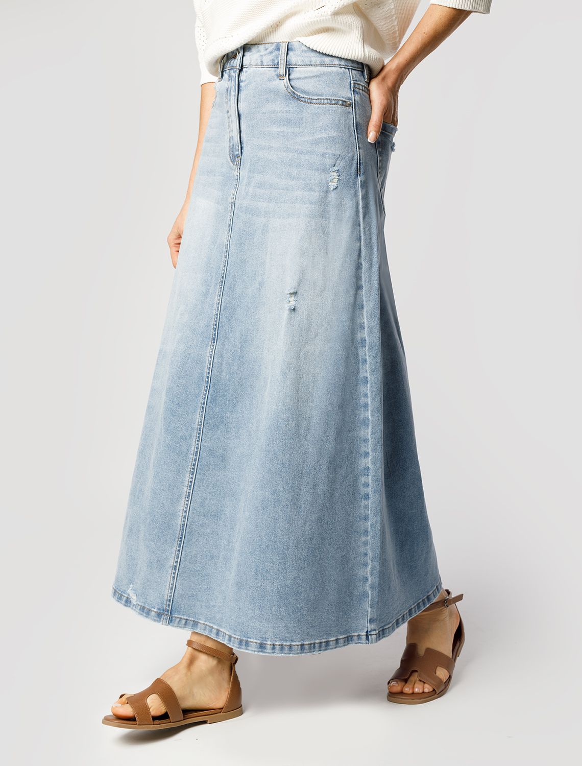 Юбка А-силуэта из эластичного денима