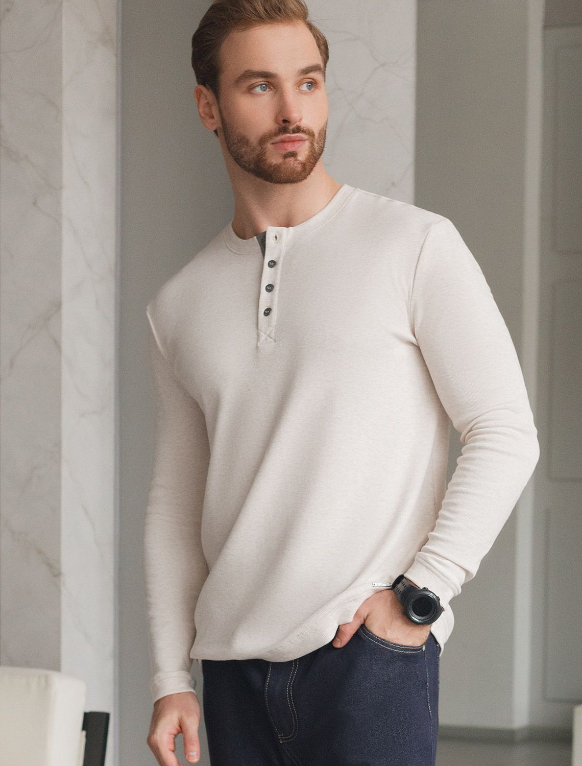 Лонгслив из премиального хлопка с эластаном