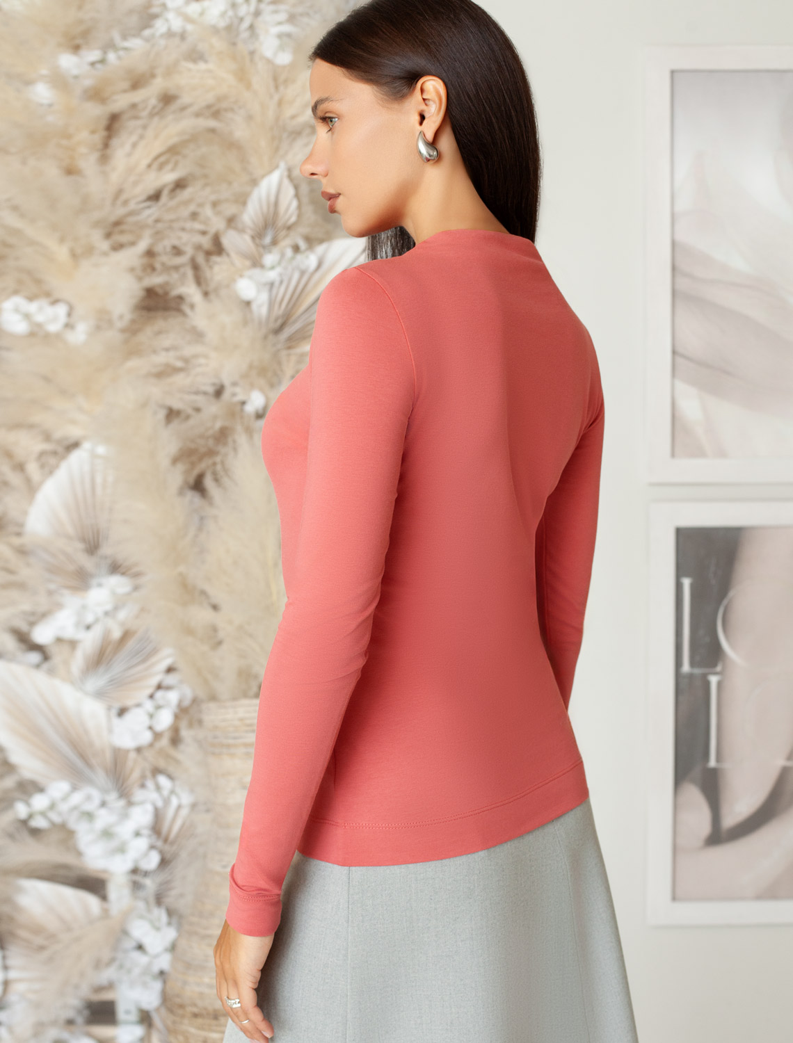 Джемпер с цельнокроеным воротом из премиального хлопка