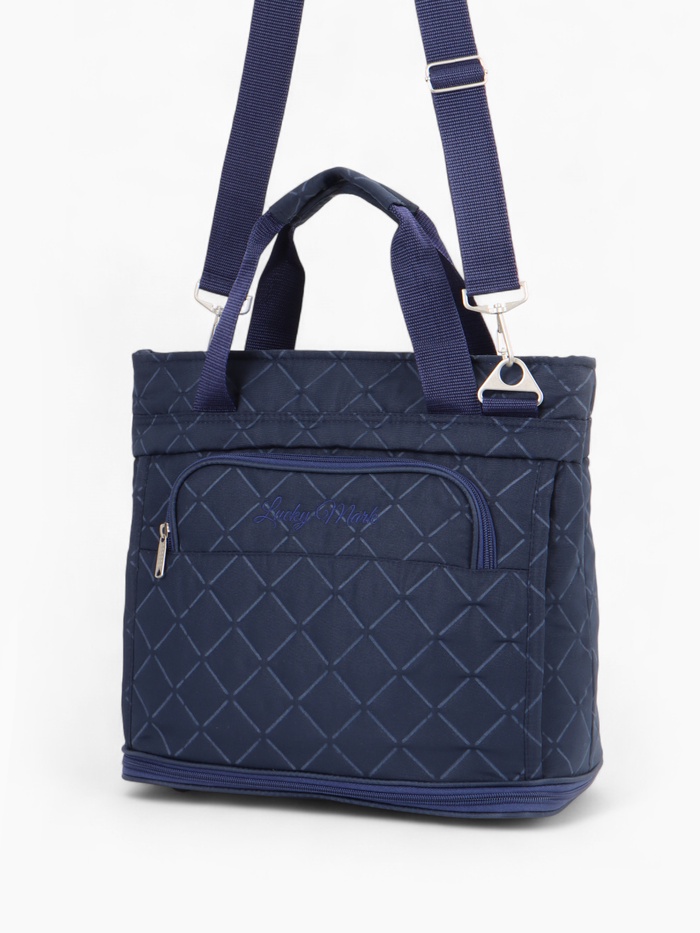 Сумка дорожная на молнии, наружный карман, длинный ремень, синяя