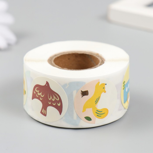 Наклейка бумага «Домик у речки», d=2.5 см, 500 шт. в рулоне, 3×6.5×6.5 см