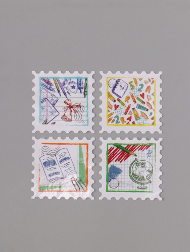 Наклейка бумага «Марки. Школа», 3×3 см, 200 шт. в рулоне