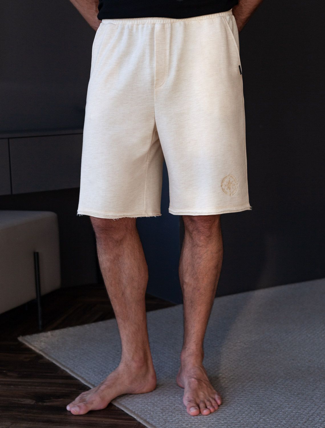 Ст.цена 1690р Шорты из тонкого футера с эластаном U48.003 бежевый меланж