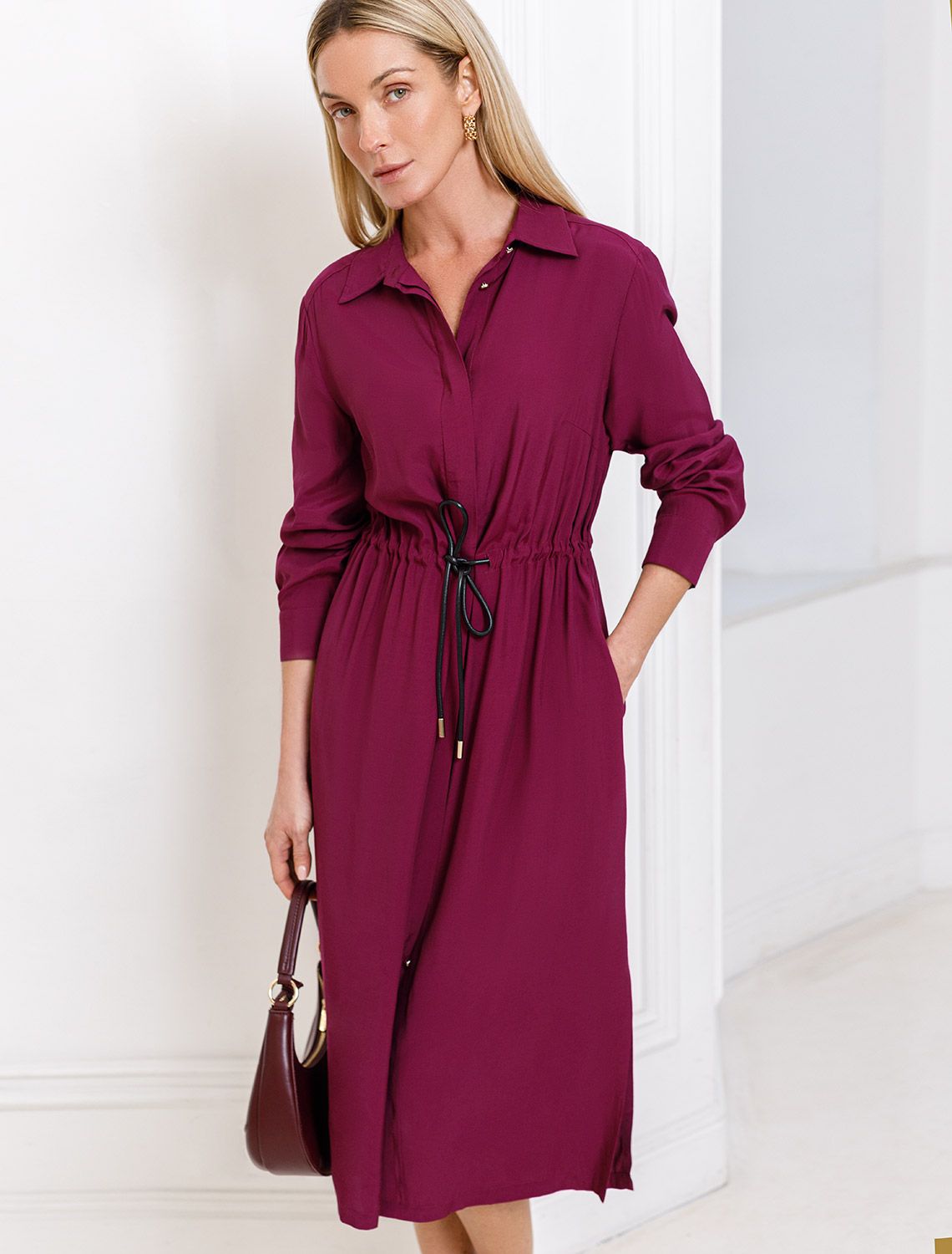 Ст.цена 3690р Платье А-силуэта из лиоцелла с вискозой D22.234 ягодный