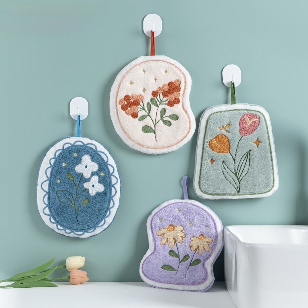 Салфетка - прихватка микрофибра 173 - 10 ЦВЕТЫ р-р 20х26