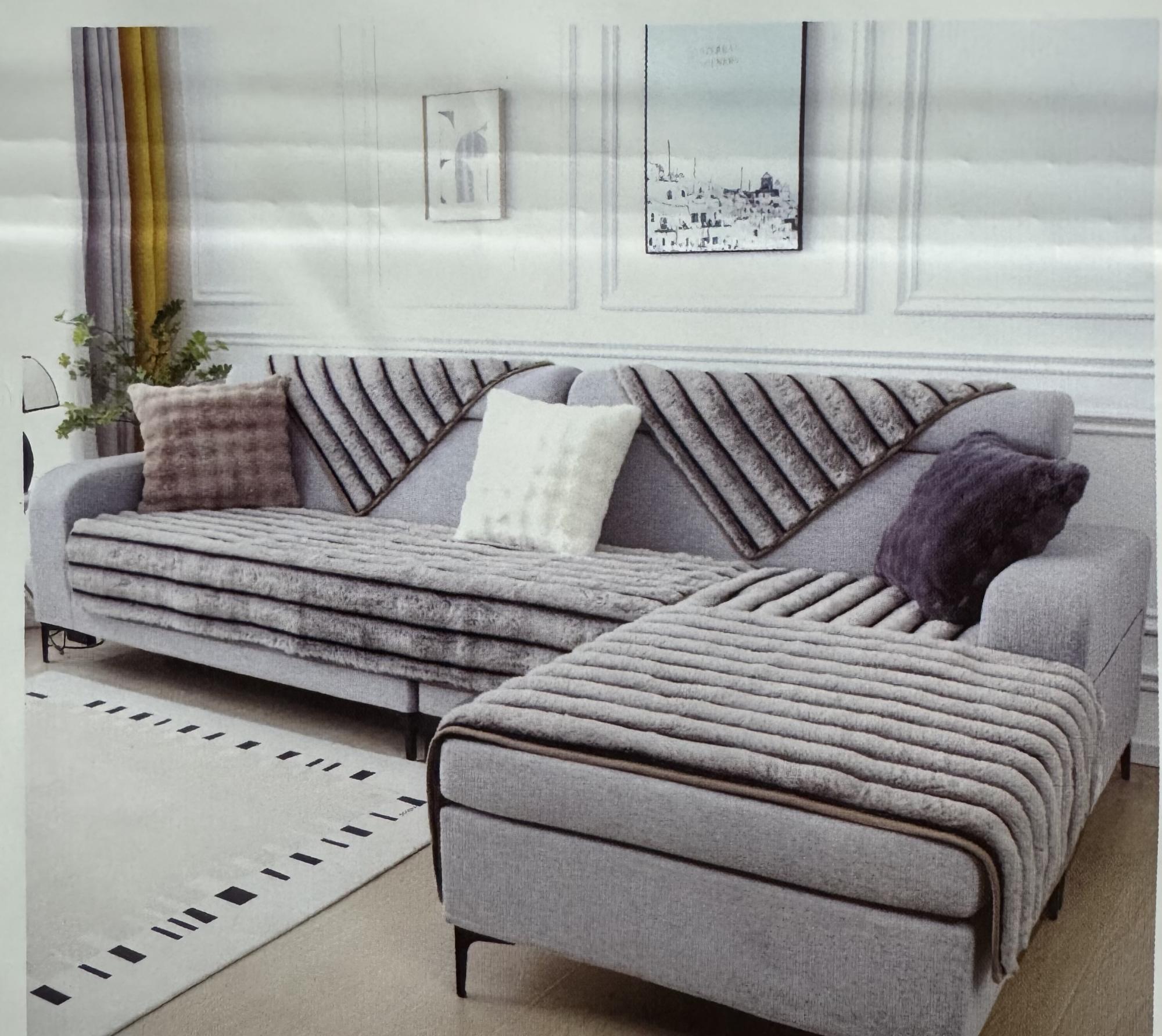 Набор меховых дивандеков ШИНШИЛЛА 3 пр р-р 90х210 1 шт и 90х160 2 шт - бежевая дымка