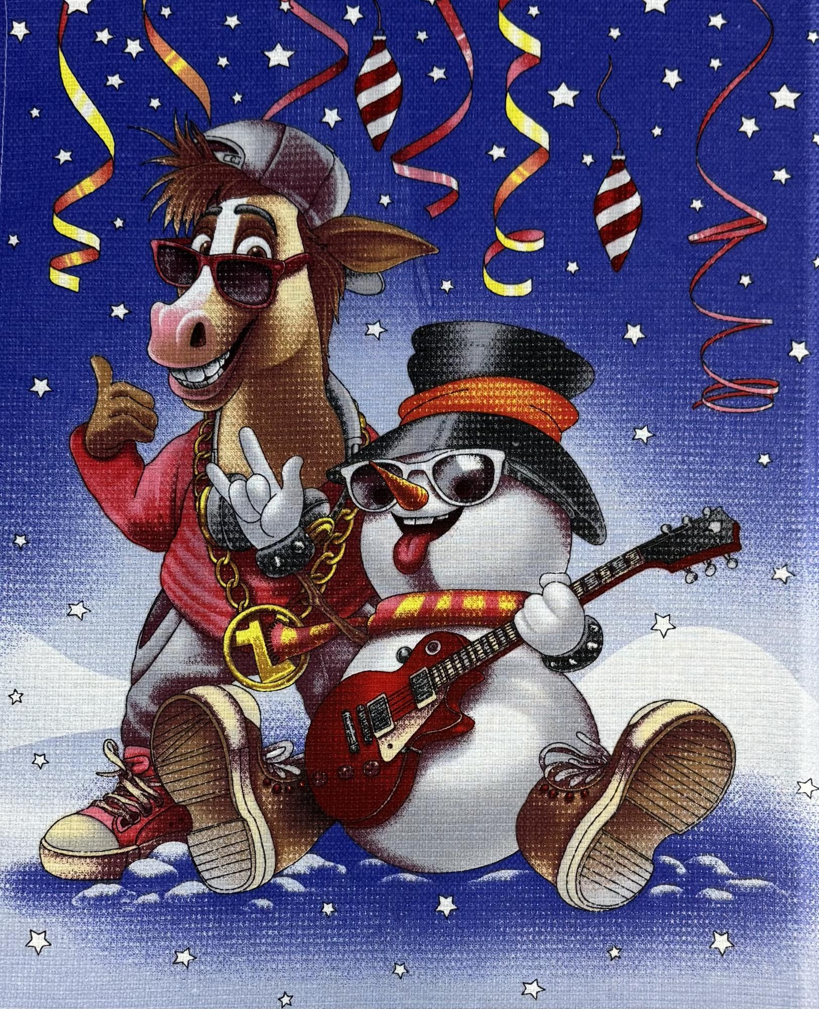 Полотенце вафельное КОНФИТИ - снеговик - крутыш р-р 50х60