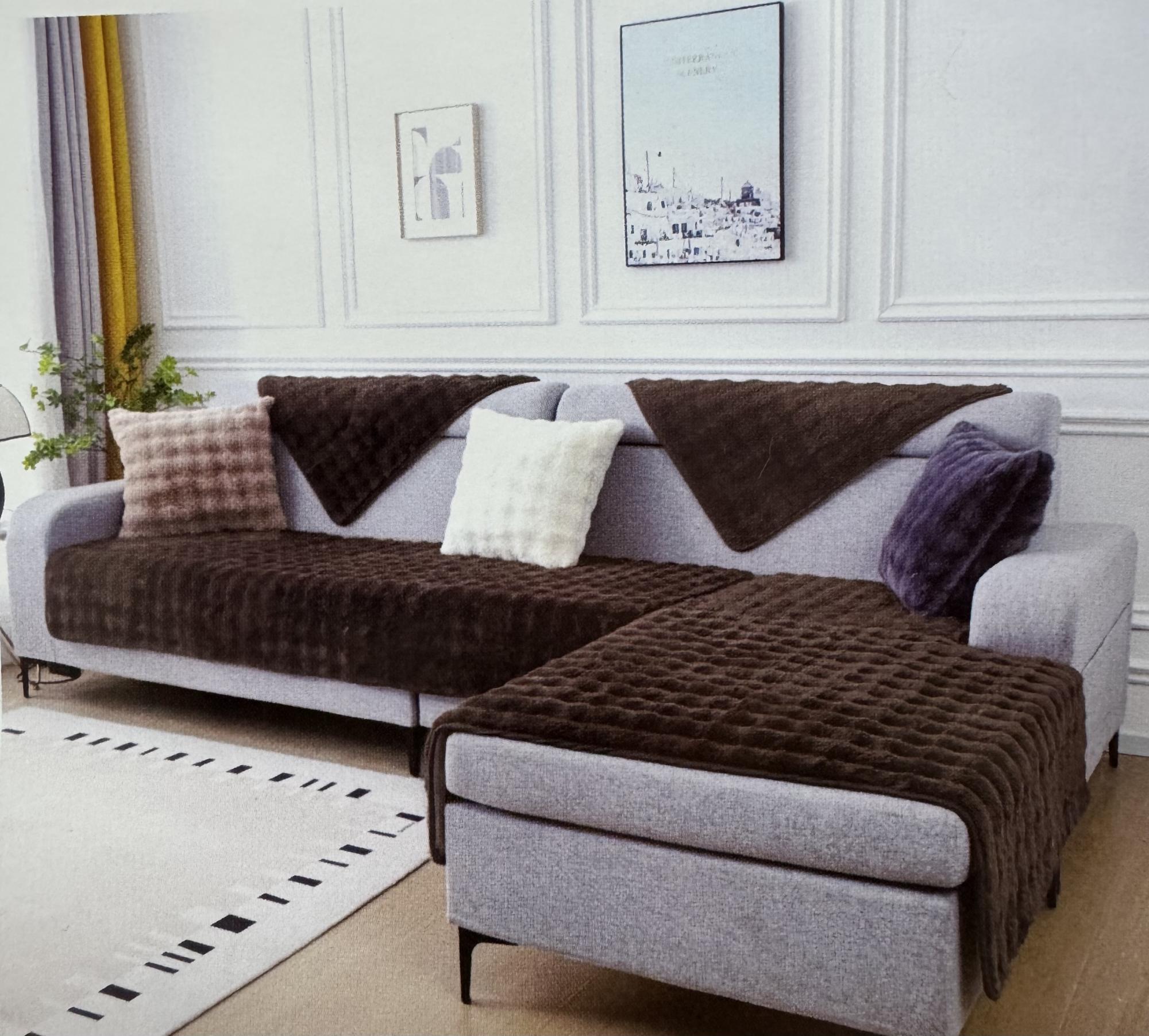 Набор меховых дивандеков КВАДРАТ 3 пр р-р 90х210 1 шт и 90х160 2 шт - шоколадный