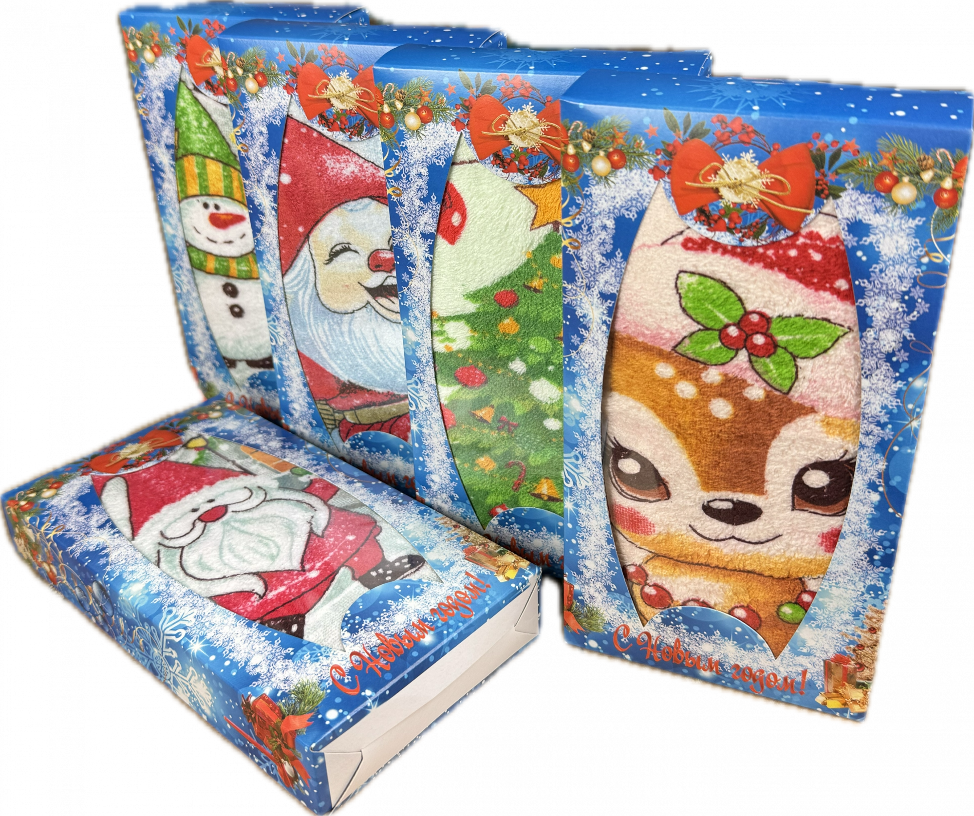 Набор вафельное полотенце и салфетка микрофибра 002 - 283 НОВОГОДНЯЯ ШОКОЛАДКА 2 пр р-р 50х60 и 30х30