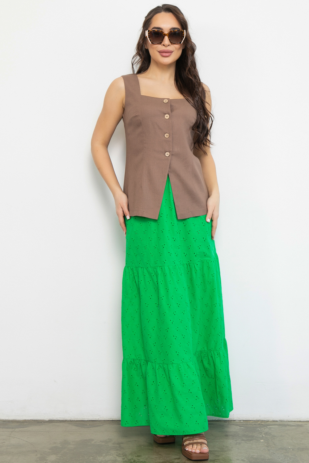 СТ. ЦЕНА 1340 руб//Юбка Муар (зелёный)