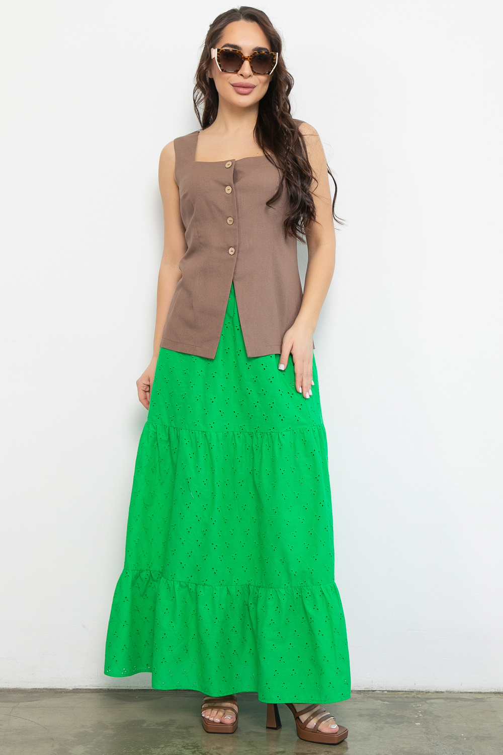 СТ. ЦЕНА 1340 руб//Юбка Муар (зелёный)