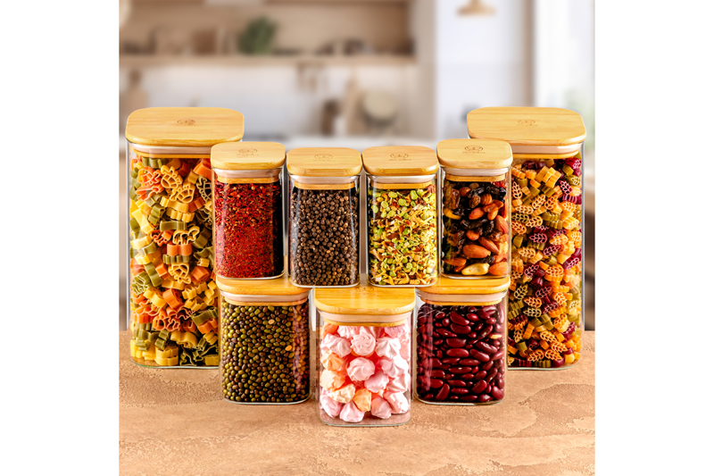 БЫЛО 3308 руб!!Набор 9 банок д/хранения 3 пр. 450 мл+4 пр. 250 мл+2 пр. 1,6 л