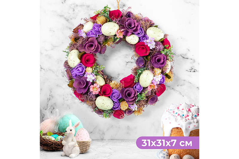БЫЛО 2124 руб! Пасхальное украшение венок 31*31*7,5 см