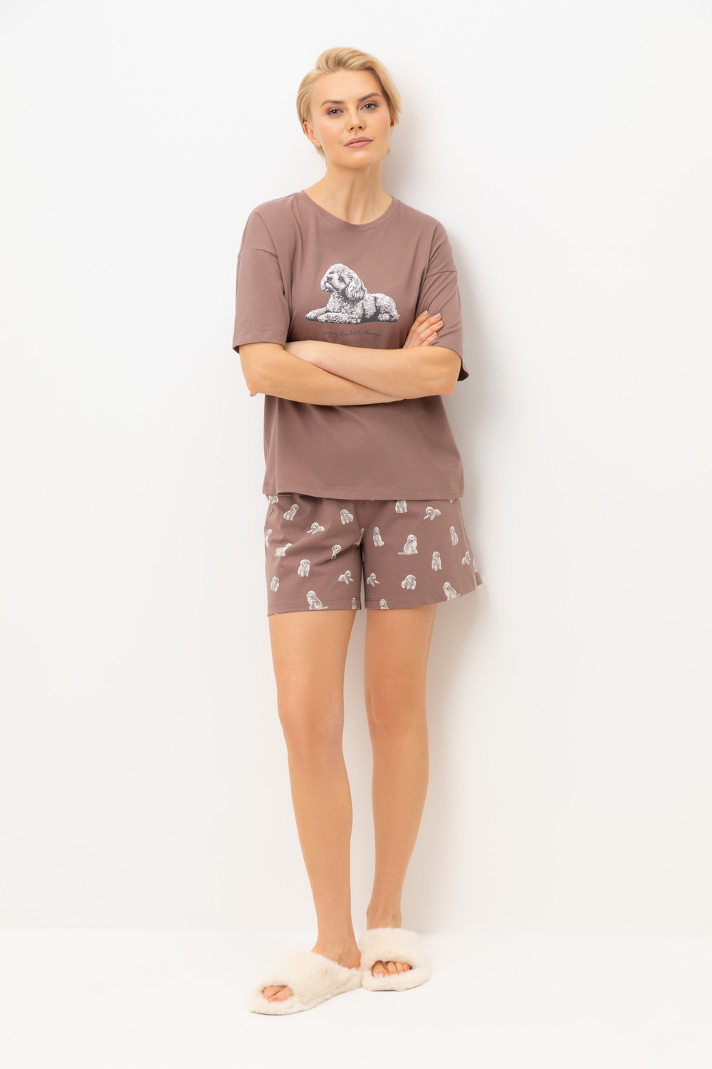 VN Пижама Е 20195 капучино, забавные пудели VN