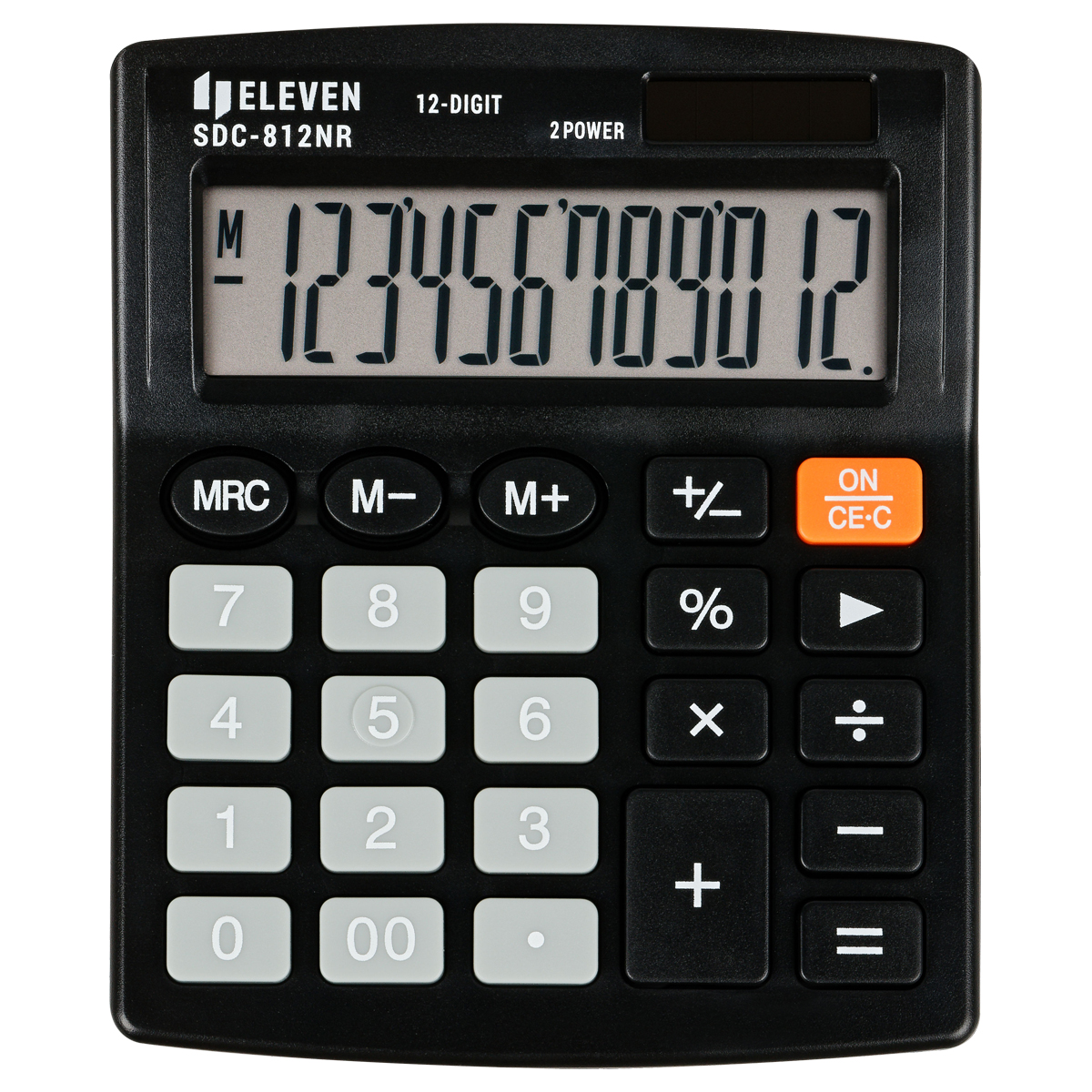 Калькулятор настольный Eleven SDC-812NR, 12 разрядов, двойное питание, 127*105*21мм, черный 339219