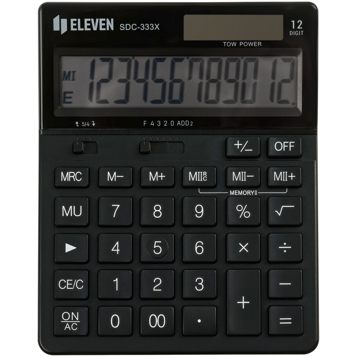 Калькулятор настольный Eleven SDC-333X-BK, 12 разрядов, двойное питание, 125*155*31мм, черный 365637