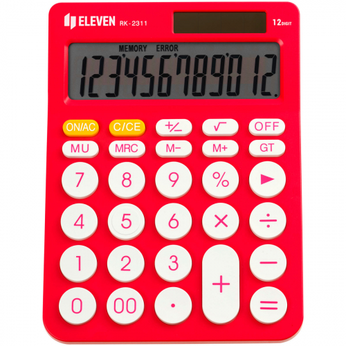 Калькулятор настольный Eleven RK-2311-PK, 12 разрядов, двойное питание, 143*192*26мм, розовый 365640
