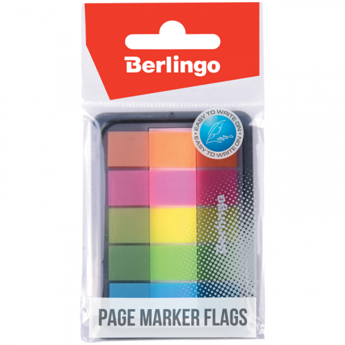 Флажки-закладки Berlingo, 45*12мм, 20л*5 неоновых цветов, в диспенсере LSz_45101, 155291
