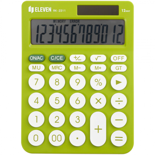 Калькулятор настольный Eleven RK-2311-GN, 12 разрядов, двойное питание, 143*192*26мм, салатовый 365638