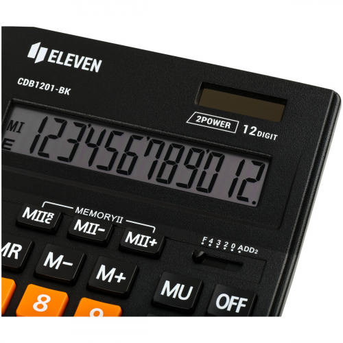Калькулятор настольный Eleven Business Line CDB1201-BK/OR, 12 разрядов, двойное питание, 155*205*35мм, черный/оранжевый 365633