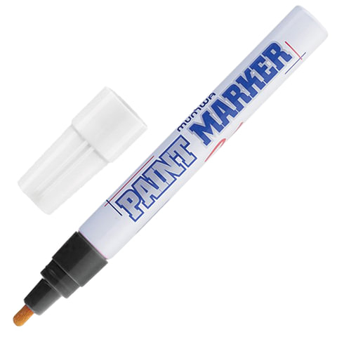 Маркер-краска лаковый (paint marker) MUNHWA, 4 мм, ЧЕРНЫЙ, нитро-основа, алюминиевый корпус, PM-01 522460/151481/088370