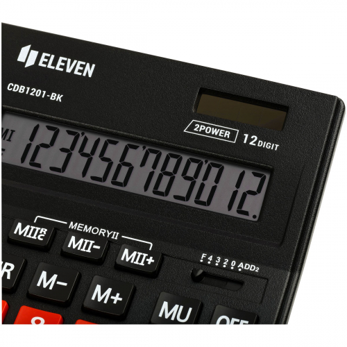 Калькулятор настольный Eleven Business Line CDB1201-BK/RD, 12 разрядов, двойное питание, 155*205*35мм, черный/красный 365634
