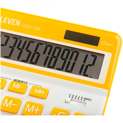 Калькулятор настольный Eleven CDC-120-WH/OR, 12 разрядов, двойное питание, 155*206*38мм, белый/оранжевый 365650