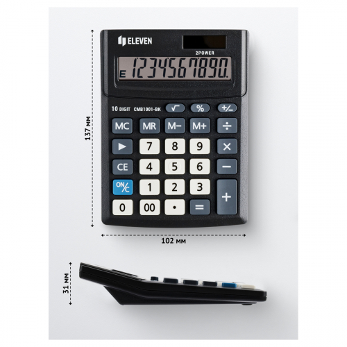 Калькулятор настольный Eleven Business Line CMB1001-BK, 10 разрядов, двойное питание, 102*137*31мм, черный 339195