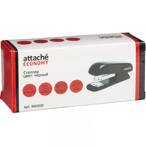 Степлер Attache Economy до 20 листов, на 24/6, 26/6 пластик, чёрный 900305