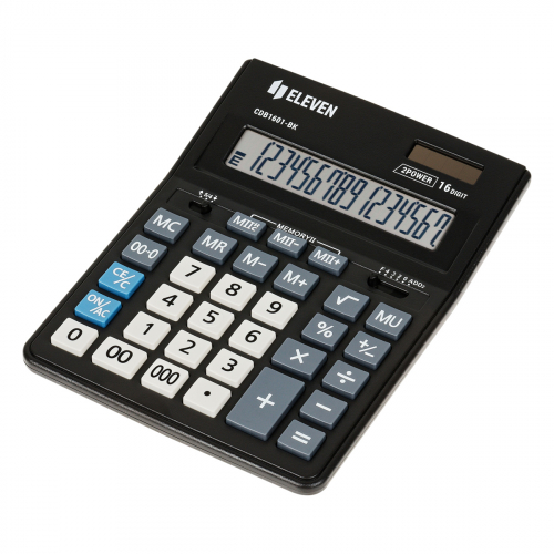 Калькулятор настольный Eleven Business Line CDB1601-BK, 16 разрядов, двойное питание, 155*205*35мм, черный 339194