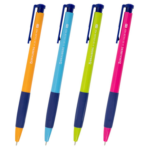 Ручка шариковая автоматическая BRAUBERG A-30 COLOR MIX 