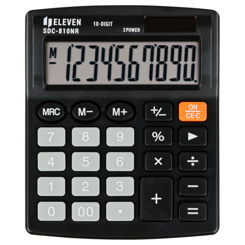 Калькулятор настольный Eleven SDC-810NR, 10 разрядов, двойное питание, 127*105*21мм, черный 339214