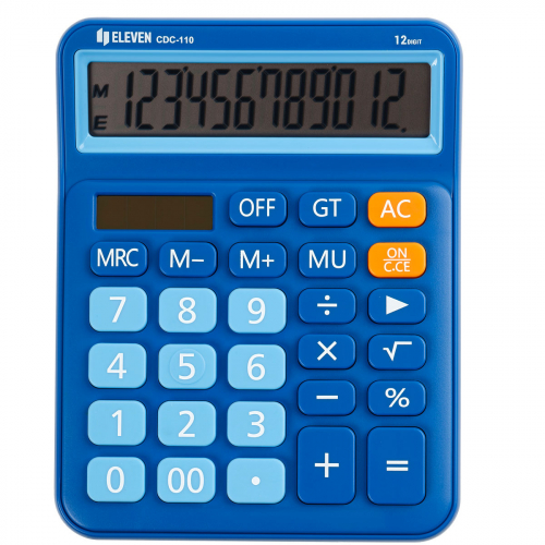 Калькулятор настольный Eleven CDC-110-BL, 12 разрядов, двойное питание, 125*160*28мм, синий 365654