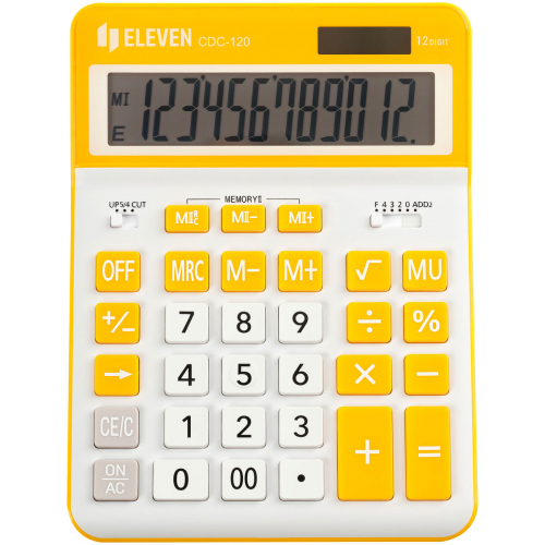 Калькулятор настольный Eleven CDC-120-WH/OR, 12 разрядов, двойное питание, 155*206*38мм, белый/оранжевый 365650
