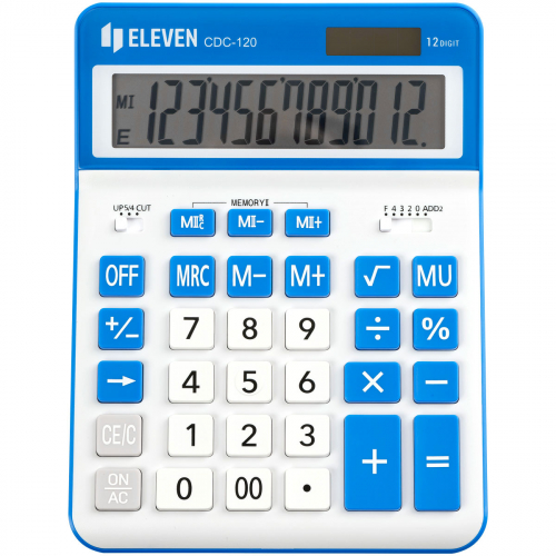 Калькулятор настольный Eleven CDC-120-WH/NV, 12 разрядов, двойное питание, 155*206*38мм, белый/темно-синий 365644