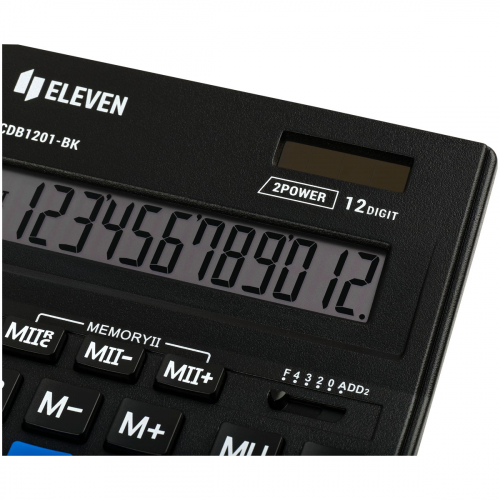 Калькулятор настольный Eleven Business Line CDB1201-BK/BL, 12 разрядов, двойное питание, 155*205*35мм, черный/синий 365632