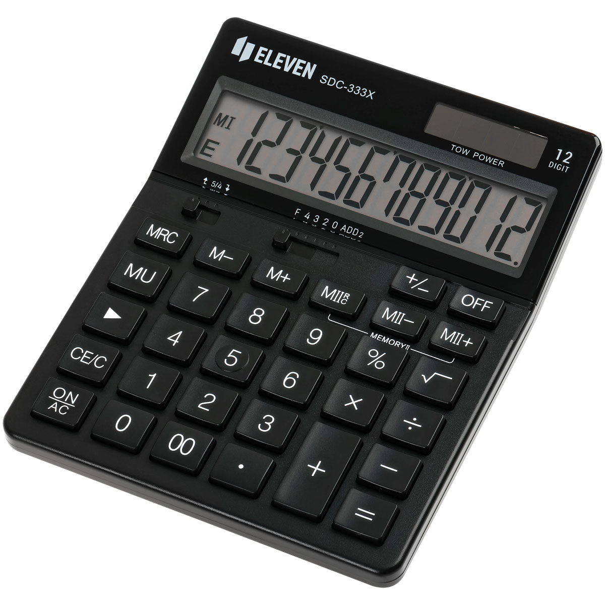 Калькулятор настольный Eleven SDC-333X-BK, 12 разрядов, двойное питание, 125*155*31мм, черный 365637