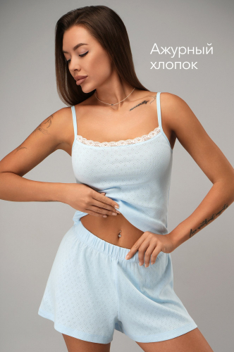 Женская пижама с шортами из ажурного хлопка Happyfox