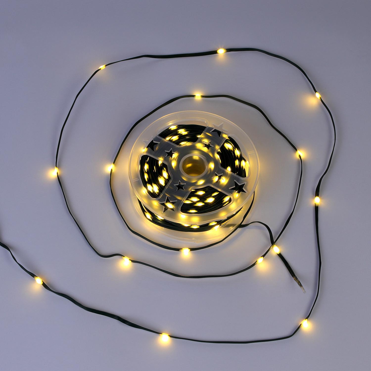 Гирлянда роса крупный диод 400 LED 50 м IP 44 с пультом ДУ тепло-белая