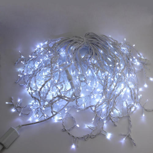 Бахрома уличная с эффектом флеш 450 LED 25 м IP44 белый провод белая