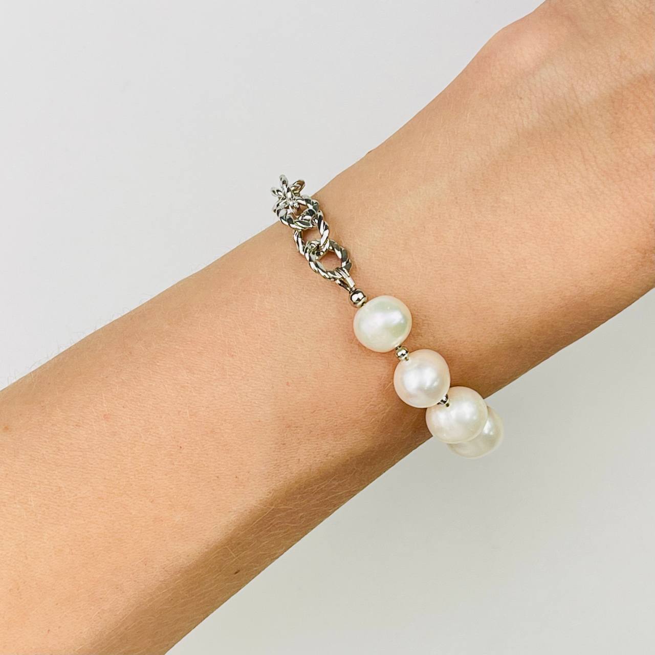 Радуга Самоцветов Браслет на цепочке с Жемчугом