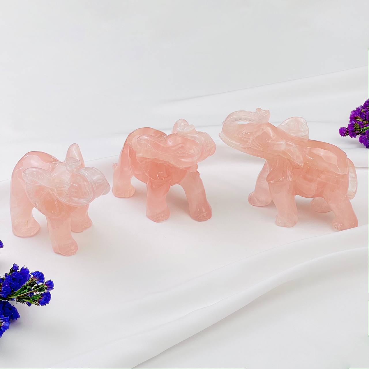 Радуга Самоцветов Статуэтка Слон из Розового кварца